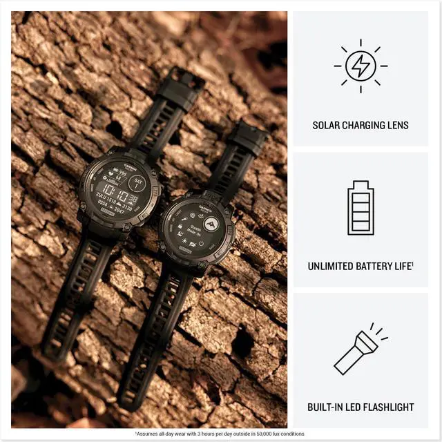 Alt view image 3 of 3 - Garmin Instinct® 3 Tactical Edition, 50mm, Solar Charged Display, Rugged Outdoor GPS Smartwatch