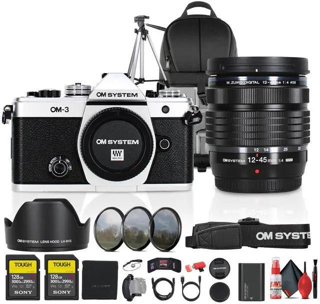 Main image of OM SYSTEM OM-3 Mirrorless Camera with 12-45mm f/4 Lens Bundle