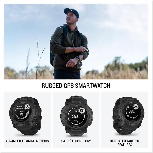 Alt view image 3 of 4 - Garmin Instinct 3, 50mm, Solar, Tactical Edition, Bundle