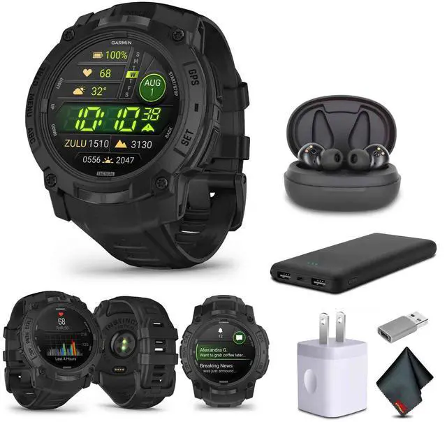 Main image of Garmin Instinct 3, 50mm, AMOLED, Tactical Edition, Air Pro TWS Wireless EarBuds, Bundle