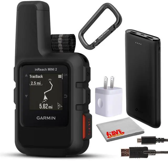 Garmin inReach Mini 2 Satellite Communicator Handheld for Hiking Bundle - Black