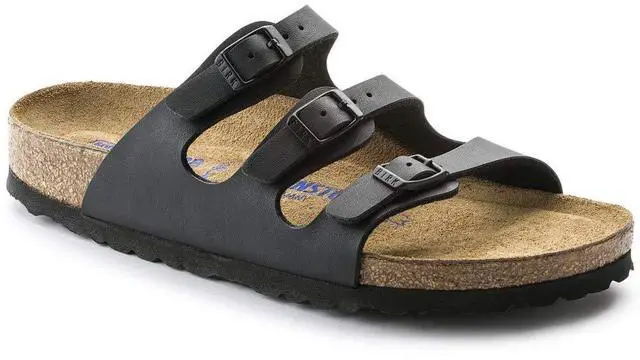 Main image of Birkenstock Women's Florida Soft Footbed Birko-Flor Black Sandals - 39 M EU / 8-8.5 B(M) US