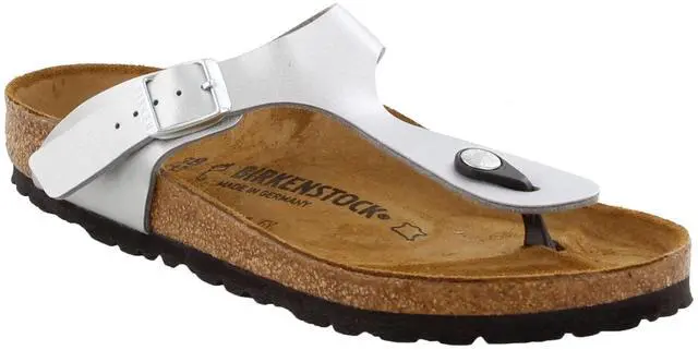 Main image of BIRKENSTOCK Gizeh Birko-Flor Metallic Silver Birko Flor 40 (US Women's 9-9.5) Regular
