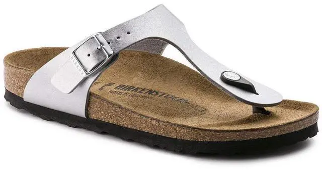 Main image of BIRKENSTOCK Gizeh Birko-Flor Metallic Silver Birko Flor 39 (US Women's 8-8.5) Regular