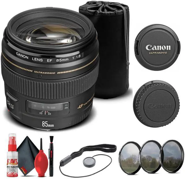 Alt view image 3 of 3 - Canon EF 85mm f/1.8 USM Lens (2519A003) + Filter Kit + Lens Pouch Base Bundle