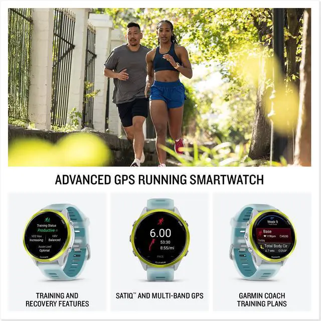 Alt view image 3 of 4 - Garmin Forerunner 570  47MM, Amp Yellow Aluminum with Translucent Whitestone/Turquoise Band , Air Pro TWS EarBuds