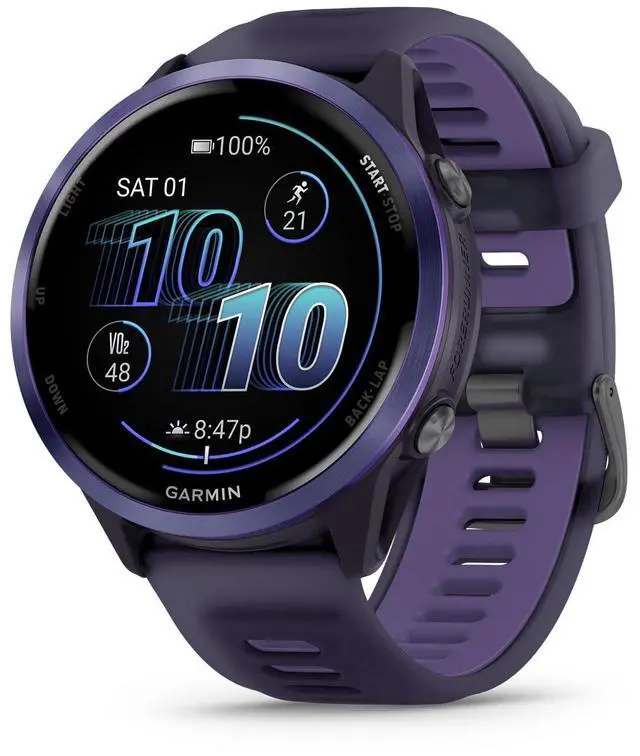Main image of Garmin® Forerunner® 570, 47mm, Advanced GPS Running and Triathlon Smartwatch, AMOLED Display, Training and Recovery Features, Indigo Aluminum with Translucent Imperial Purple/Indigo Band