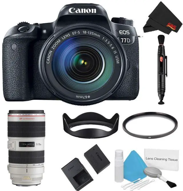 Main image of Canon EOS 77D DSLR Camera with 18-135mm Lens Bundle + Bonus 70-200mm Lens (Intl Model)