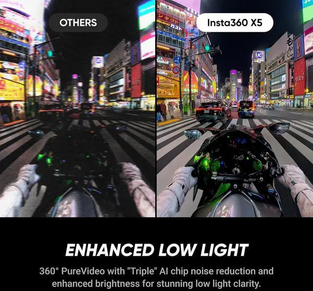Alt view image 10 of 11 - Insta360 X5 - Waterproof 8K 360° Action Camera, Leading Low Light, Invisible Selfie Stick Effect, Rugged and Replaceable Lens, 3-Hour Battery, Built-in Wind Guard, Stabilization, Triple AI Chip Design