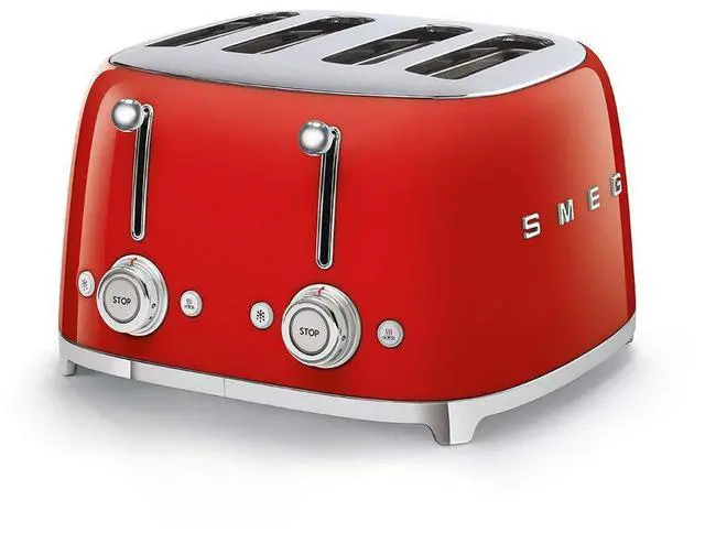 Main image of Smeg 50's Style Retro Aesthetic 4 Slice Toaster 6 Presets Extra Wide Slots Red TSF03RDUS