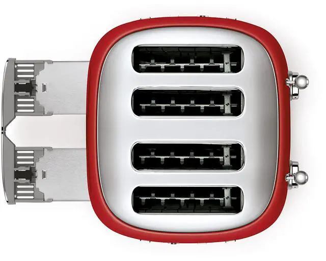 Alt view image 2 of 3 - Smeg 50's Style Retro Aesthetic 4 Slice Toaster 6 Presets Extra Wide Slots Red TSF03RDUS