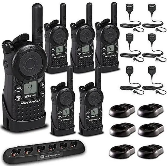 Main image of 6 x Motorola CLS1410 UHF 1 W 4-Channel 2-Way Radio  - 6 Pack With Mics Bundle