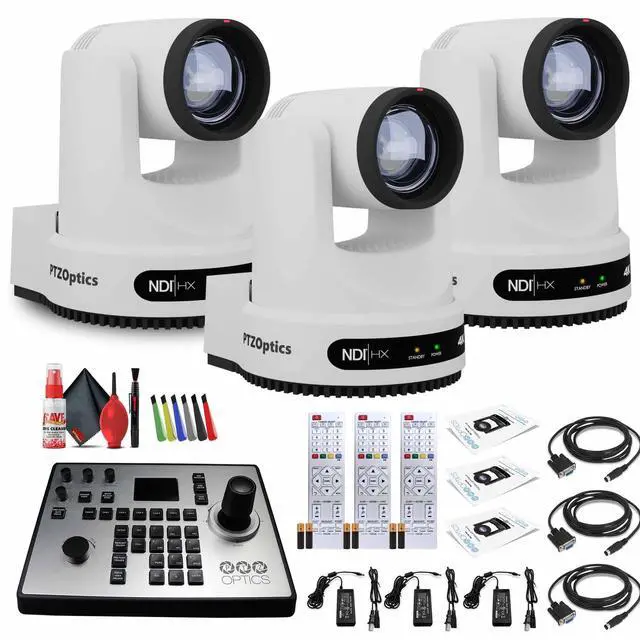 Main image of 3 x PTZOptics Move 4K PTZ Camera with 20x Zoom (White) (PT20X-4K-WH-G3) + PT-JOY-G4 Controller