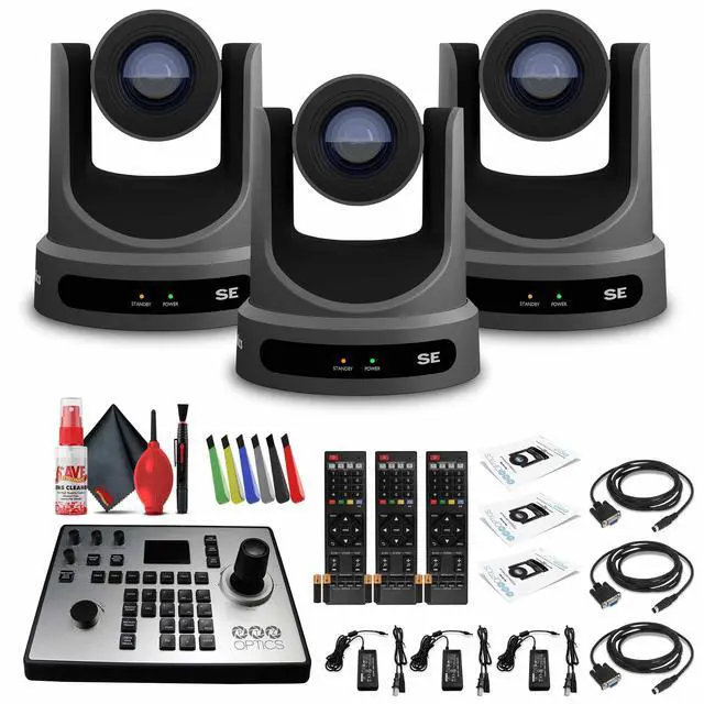 Main image of 3 x PTZOptics Move SE PTZ Camera with 20x Optical Zoom (Gray) (PT20X-SE-GY-G3) + PT-JOY-G4 Controller