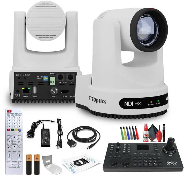 Main image of PTZOptics Move 4K PTZ Camera with 20x Zoom (White) (PT20X-4K-WH-G3) + SuperJoy PTZ Controller + Wall Mount