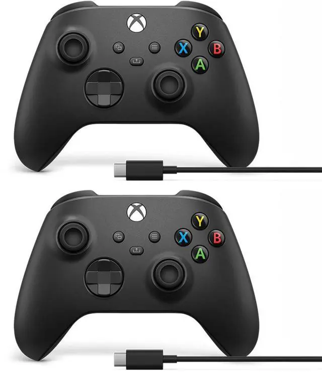 Main image of Microsoft Xbox Wireless Controller w/USB-C Cable for PC, Carbon Black, 1V8-00001 (2-Pack)