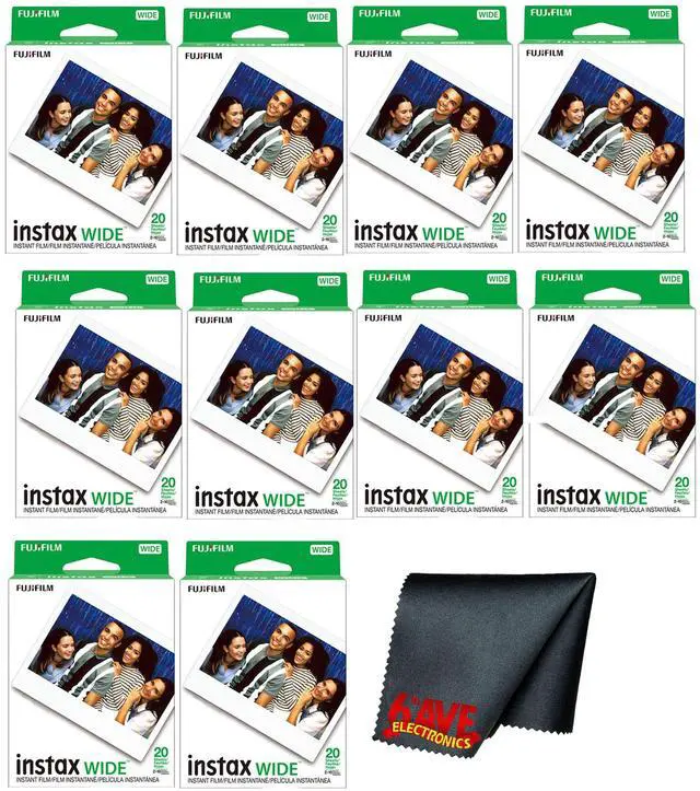 Main image of Fujifilm instax Wide Instant Film (200 Exposures) + Microfiber Cleaning Cloth