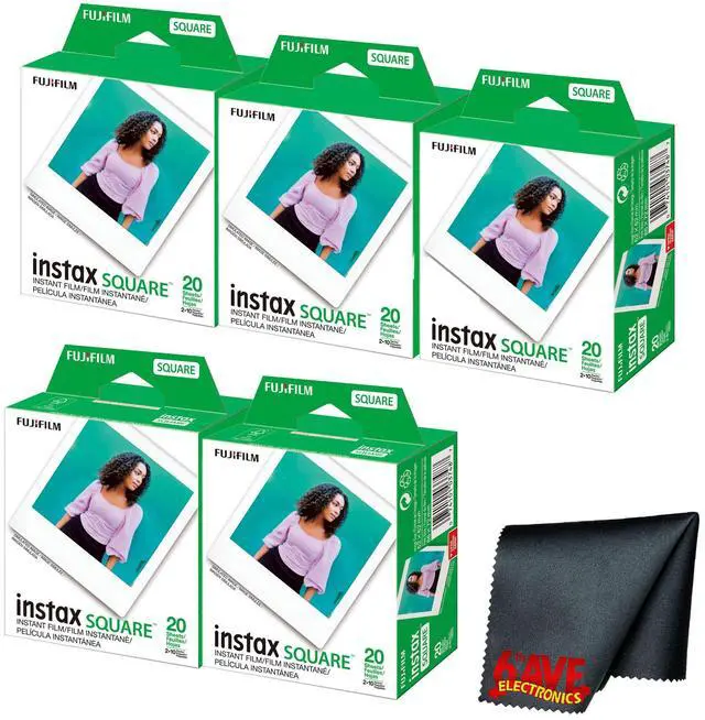 Main image of Fujifilm instax SQUARE Instant Film (100 Exposures) + Microfiber Cleaning Cloth