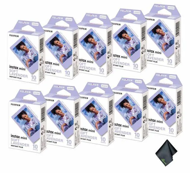 Main image of 10xFUJIFILM INSTAX MINI Soft Lavender Instant Film (10 Exposures), Microfiber Cleaning Cloth, Bundle