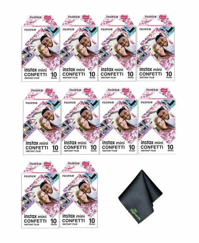 Main image of 10xFUJIFILM INSTAX MINI Confetti Instant Film (10 Exposures), Microfiber Cleaning Cloth, Bundle