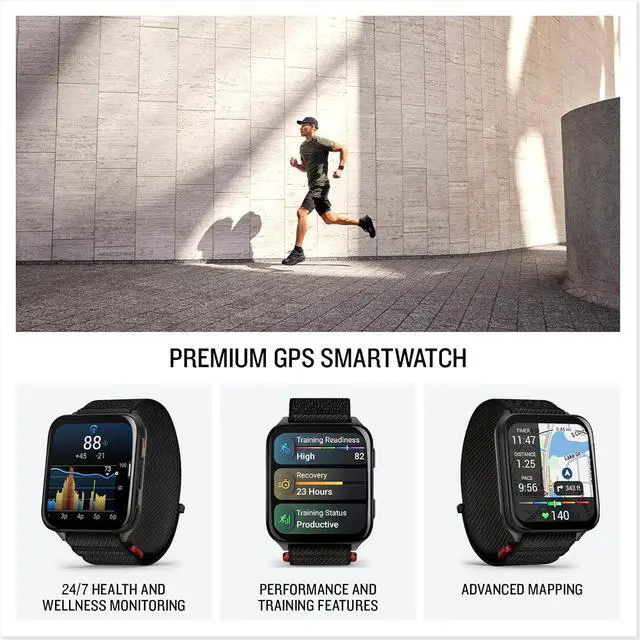 Alt view image 2 of 11 - Garmin® Venu® X1, Thin and Lightweight GPS Smartwatch, AMOLED Display, Advanced Health and Fitness Features, Black with Slate Titanium Caseback and Black ComfortFit Nylon Band