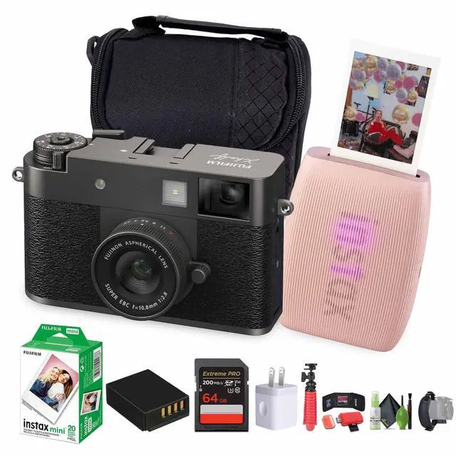 Main image of FUJIFILM X Digital Camera (Charcoal Silver), MINI LINK 3 Printer(Rose Pink)