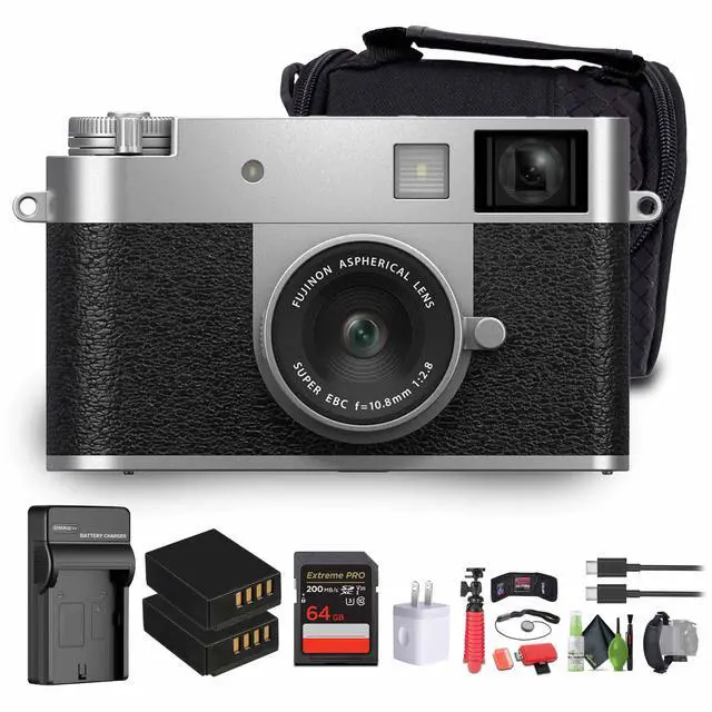 Main image of FUJIFILM X half Digital Camera (Silver), SOFT CASE-SMALL, USB Card Reader,Bundle
