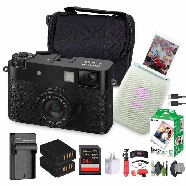 Main image of FUJIFILM X Digital Camera (Black), MINI LINK 3 Smartphone Printer(Sage Green)