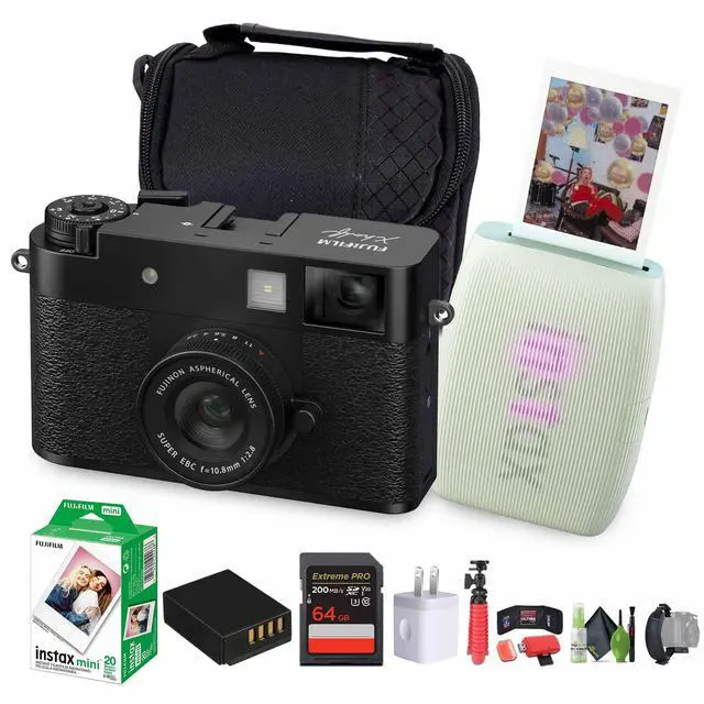 Main image of FUJIFILM X Digital Camera (Black), MINI LINK 3 Smartphone Printer(Sage Green)