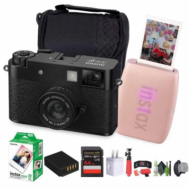 Main image of FUJIFILM X Digital Camera (Black), MINI LINK 3 Smartphone Printer(Rose Pink)