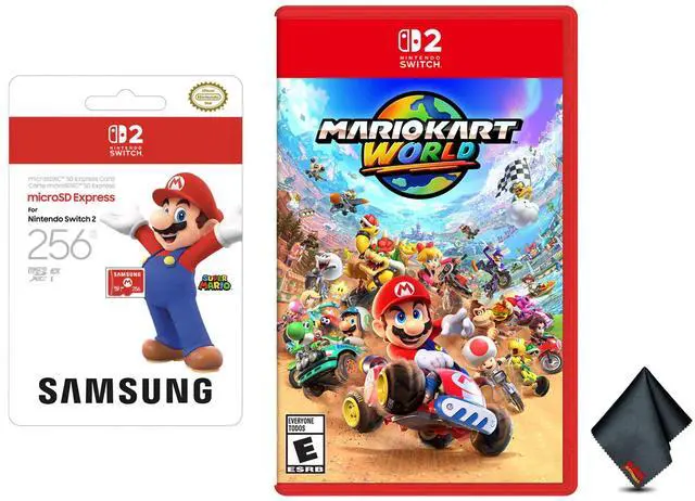 Main image of Nintendo Mario Kart World for Switch 2 Bundle With Samsung microSD Express Card 256GB + Microfiber Cleaning Cloth