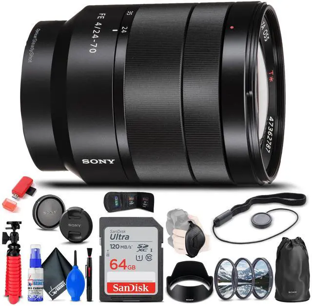 Main image of Sony Vario-Tessar T* FE 24-70mm f/4 OSS Lens + Filters + Bag + 64GB Card + More