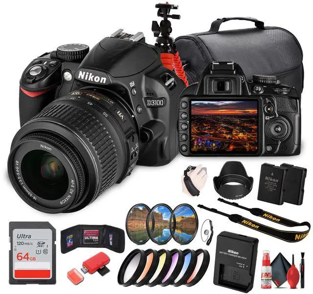 Main image of Nikon D3100 DSLR Camera Kit with 18-55mm VR Lens  Beginner-Friendly & Compact + More