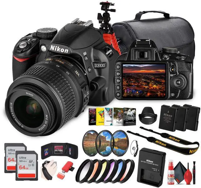 Main image of Nikon D3100 DSLR Camera Kit with 18-55mm VR Lens  Beginner-Friendly & Compact + More