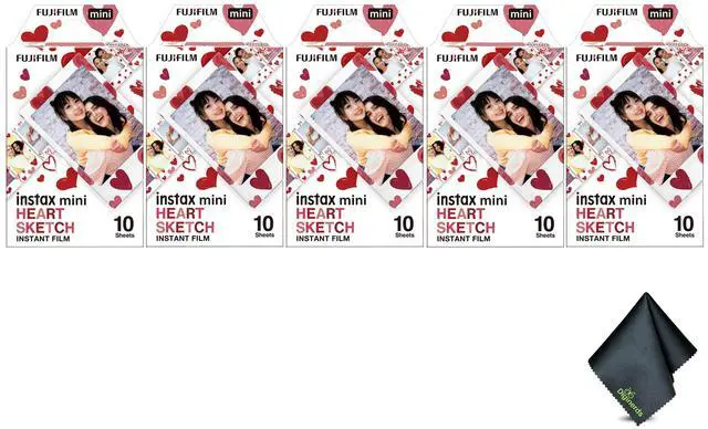 Main image of FUJIFILM INSTAX MINI Heart Sketch Instant Film (50 Exposures) Bundle