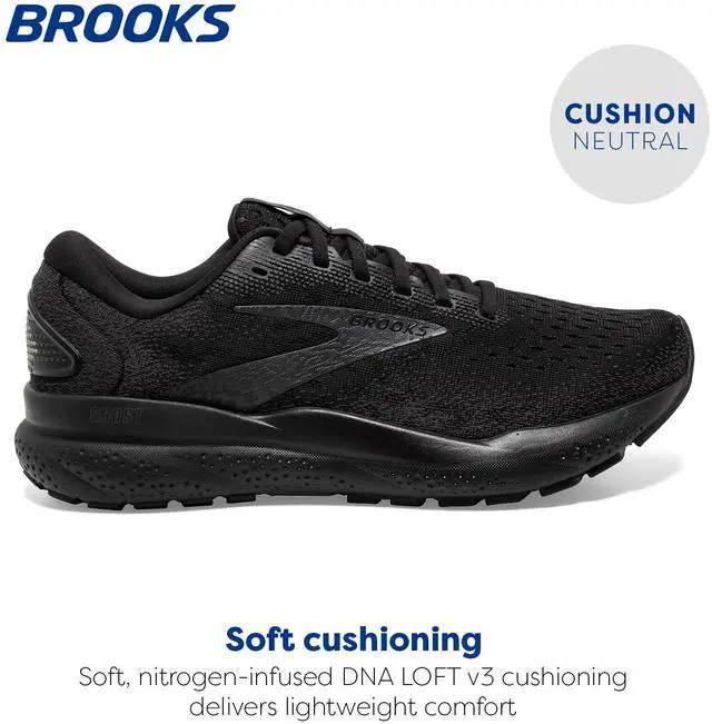 Alt view image 3 of 4 - Brooks Womens Ghost 16 Neutral Running Shoe - Black/Black/Ebony - 6 Medium