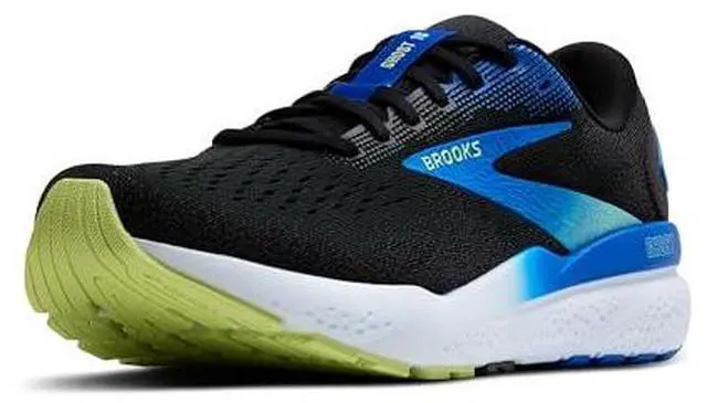 Main image of Brooks Mens Ghost 16 Neutral Running Shoe - Black/Cobalt/Neo Yellow - 7 Medium