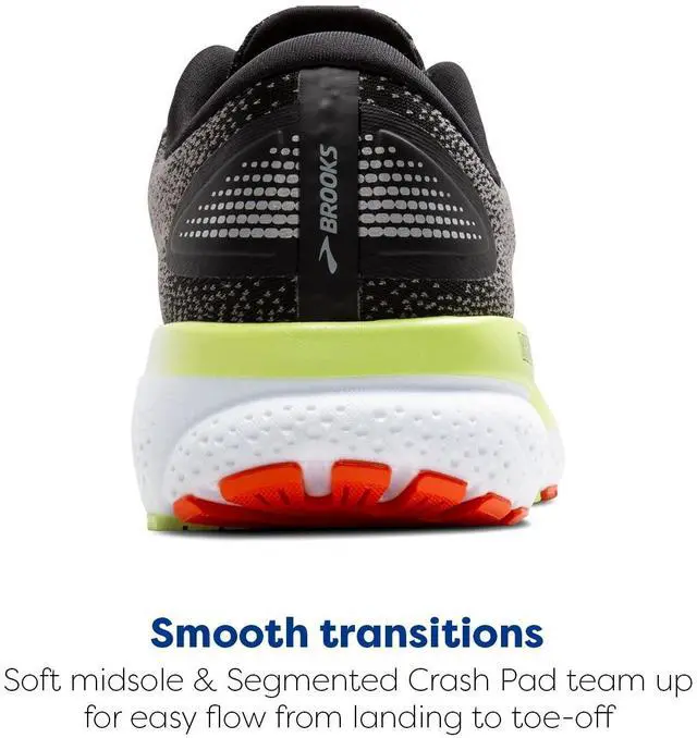 Alt view image 3 of 3 - Brooks Men's Ghost 16 GTX Waterproof Neutral Running Shoe - Black/Mandarin Red/Green - 8 Medium