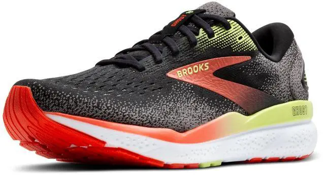 Alt view image 2 of 4 - Brooks Mens Ghost 16 Neutral Running Shoe - Black/Mandarin Red/Green - 8.5 Wide