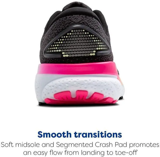 Alt view image 4 of 4 - Brooks Womens Ghost 16 Neutral Running Shoe - Black/Pink/Yellow - 11 Wide