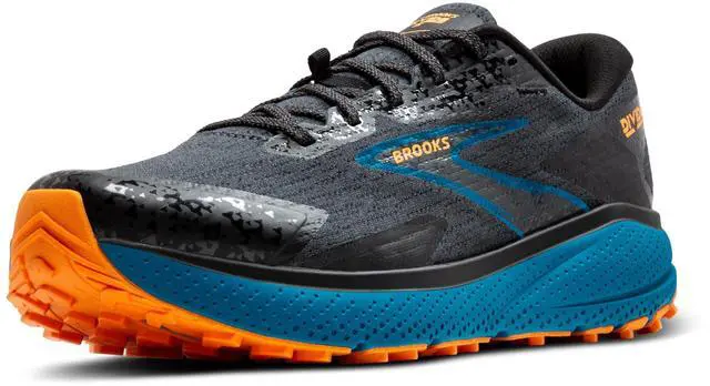 Main image of Brooks Mens Divide 5 Trail Running Shoe - Ebony/Blue Sapphire/Orange - 8 Medium
