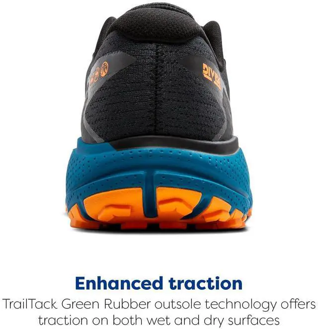Alt view image 3 of 3 - Brooks Mens Divide 5 Trail Running Shoe - Ebony/Blue Sapphire/Orange - 8 Medium