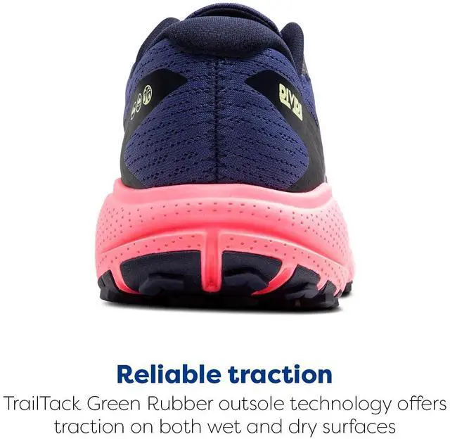 Alt view image 4 of 4 - Brooks Womens Divide 5 GTX Waterproof Trail Running Shoe - Grey Blue/Pink/Lime - 9 Medium