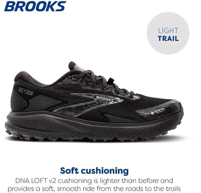 Alt view image 2 of 3 - Brooks Womens Divide 5 GTX Waterproof Trail Running Shoe - Black/Alloy/Primer Grey - 5.5 Medium