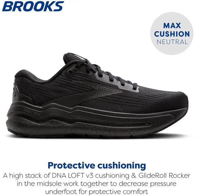 Alt view image 2 of 3 - Brooks Mens Ghost Max 2 Neutral Running & Walking Shoe - Black/Black/Ebony - 12 Wide