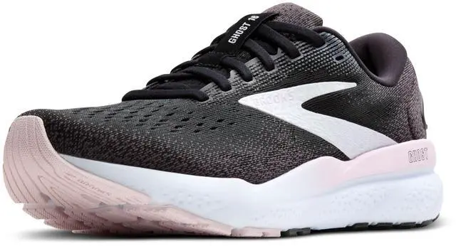 Main image of Brooks Womens Ghost 16 Neutral Running Shoe - Black/White/Orchid Ice - 6.5 Medium