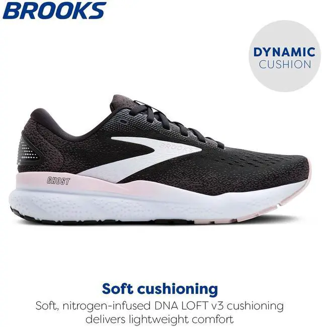 Alt view image 2 of 3 - Brooks Womens Ghost 16 Neutral Running Shoe - Black/White/Orchid Ice - 6.5 Medium