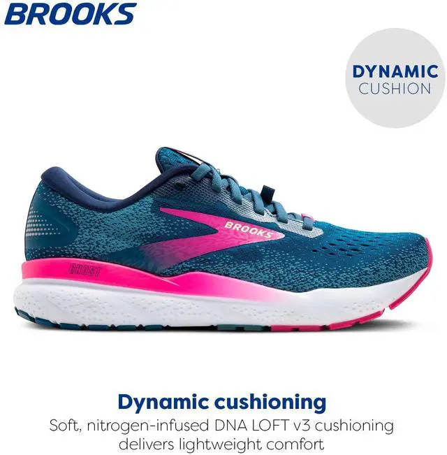 Alt view image 2 of 3 - Brooks Women's Ghost 16 GTX Waterproof Neutral Running Shoe - Moroccan Blue/Pink/Yellow - 8 Medium