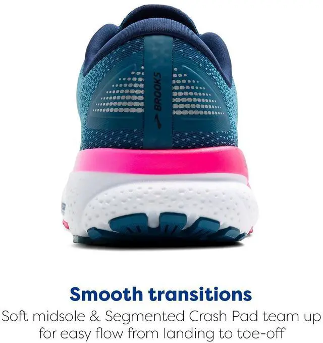 Alt view image 3 of 3 - Brooks Women's Ghost 16 GTX Waterproof Neutral Running Shoe - Moroccan Blue/Pink/Yellow - 8 Medium