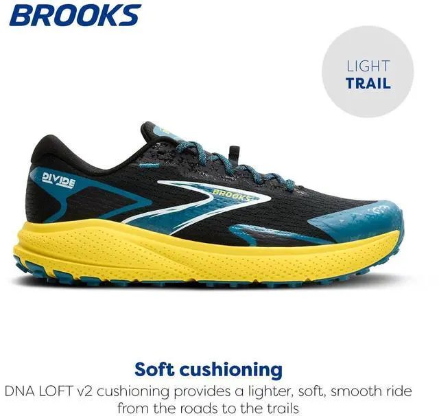 Alt view image 2 of 3 - Brooks Mens Divide 5 Trail Running Shoe - Black/Celestial/Quince - 9.5 Medium